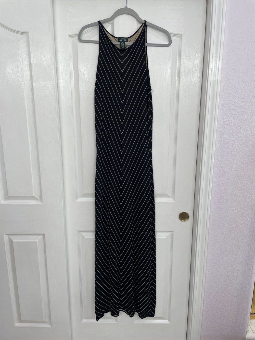 Ralph Lauren Black Chevron Maxi Dress